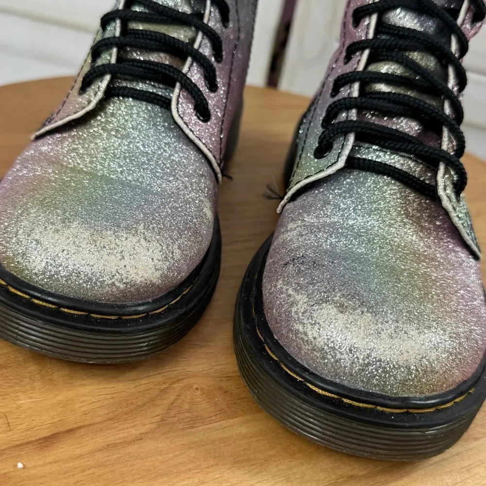 Dr. Martens 1460 Ombre Pastel Glitter Sparkle‎ Combat Boots Rainbow 2 Kids